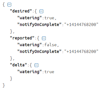 AWS IoT GetThingShadowResponse JSON
									example