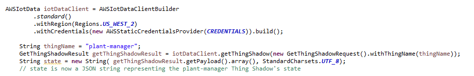 AWS IoT GetThingShadowRequest example